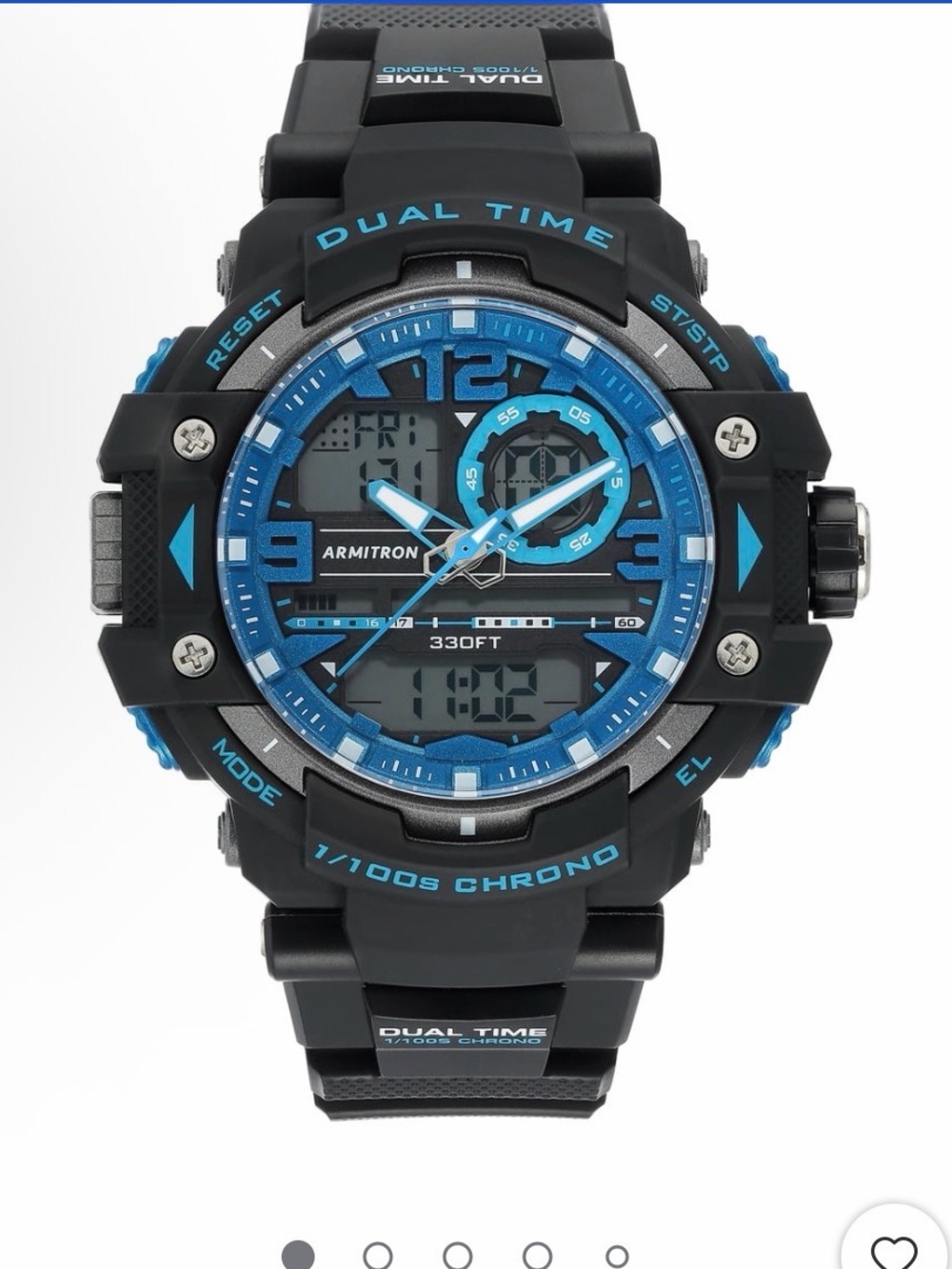 Armitron Men’s Black & Blue Analog-Digital Sport Watch 330FT